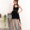 <Love Rich>総レースひらひらシフォンスカートロングドレス パーティードレス キャバドレス (ブラック)